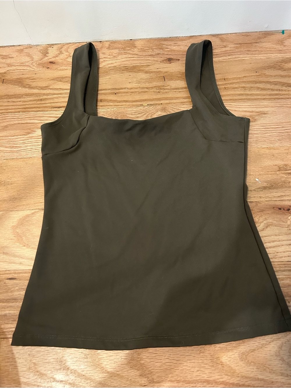 Free People Olive Square Neck Tank - Wide Strap